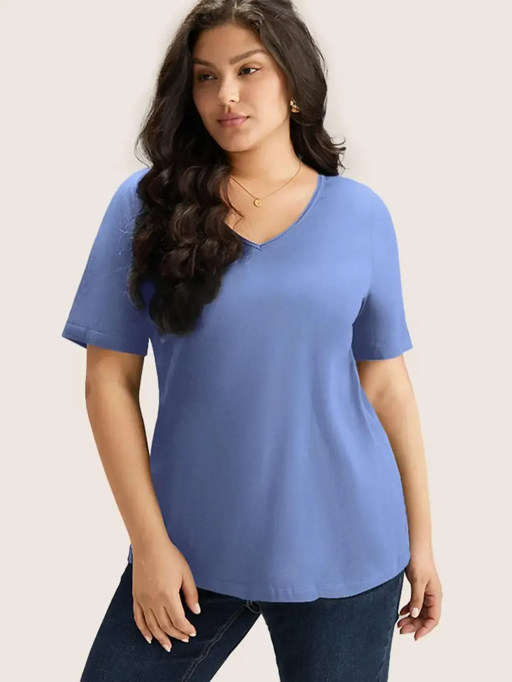 4 Pack Cotton V Neck Plain Basic T-shirt