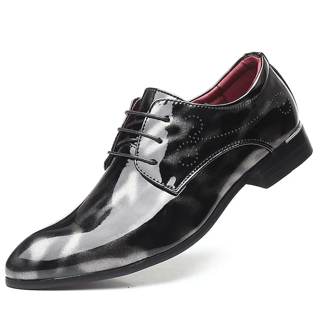 Men's Oxfords Dress Shoes Business Classic British Daily Party & Evening Office & Career Patent Leather Breathable Wear Proof Black Burgundy Royal Blue Summer Spring Fall