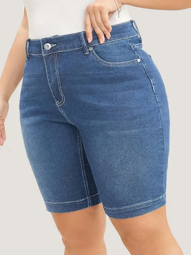 4 Pack Very Stretchy High Rise Dark Wash Denim Shorts