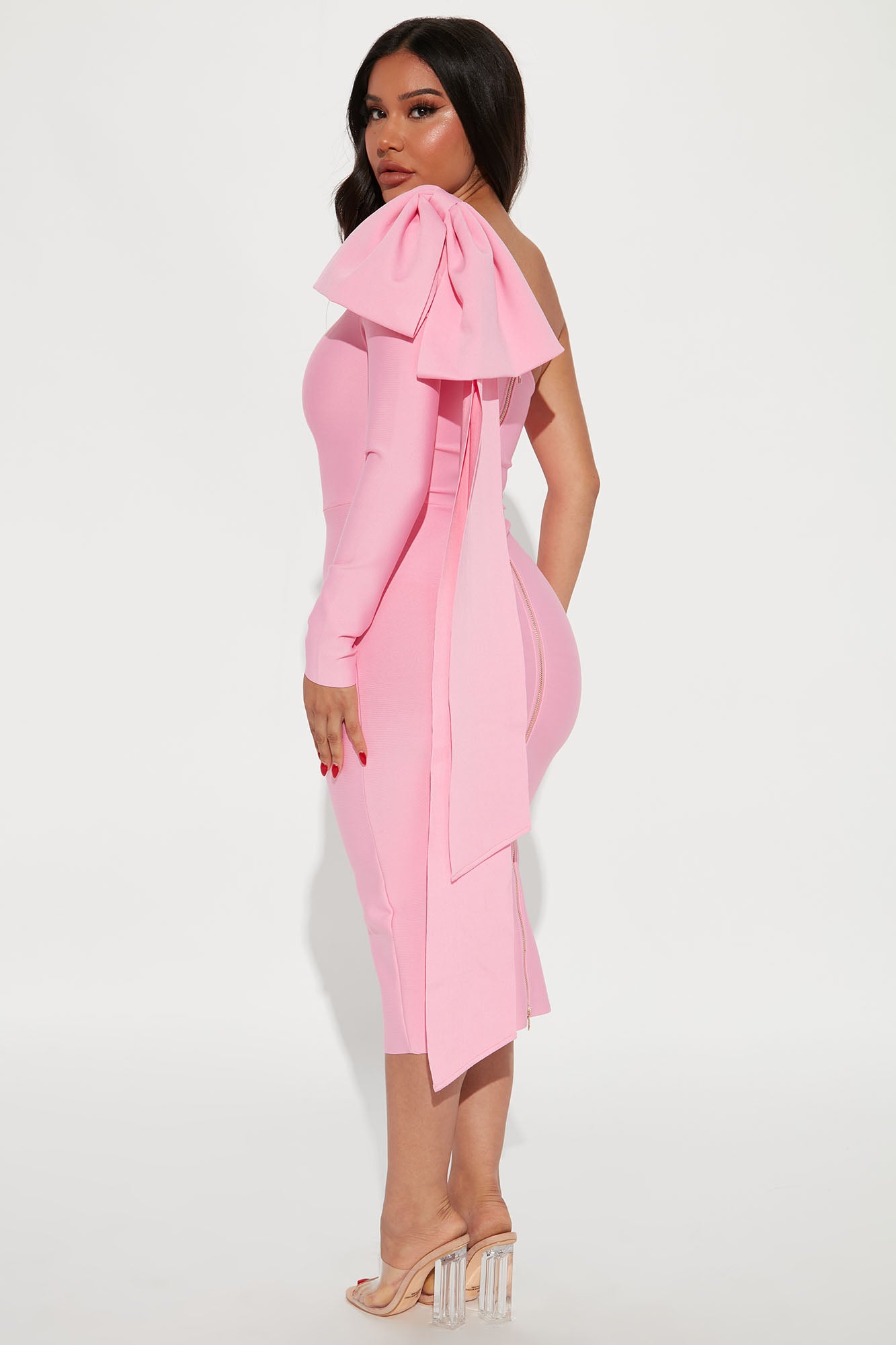 Perfectly Gifted Bandage Midi Dress - Pink