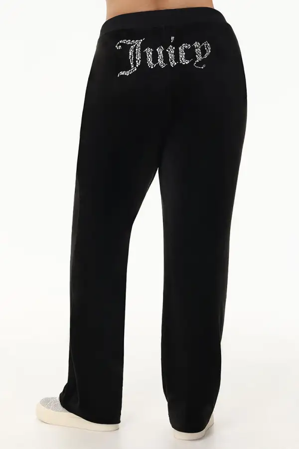 Plus-Size Mixed Crystals Velour Track Pants