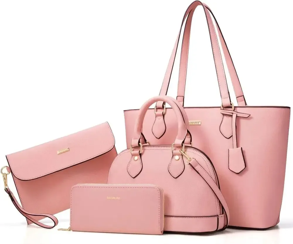 4PCS Women Fashion Handbags Purses Wallet Tote Shoulder Bags