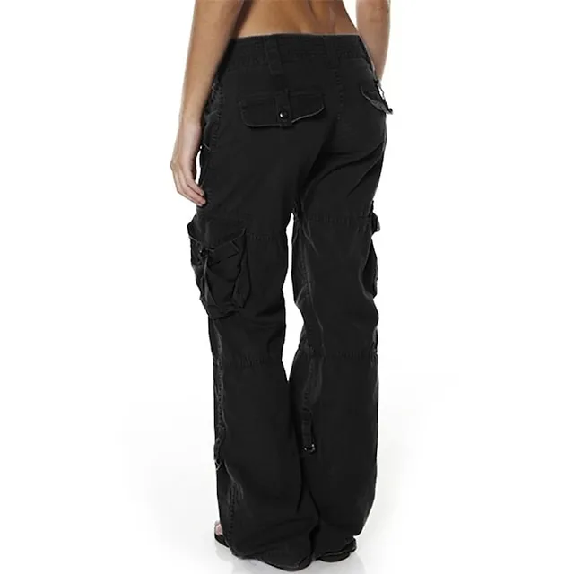 Women's Cargo Pants Tactical Cargo Pants Trousers Full Length Cotton Blend Pocket Baggy Low Waist Chic & Modern Casual / Sporty Sports Weekend Black Pink S M Summer Spring &  Fall