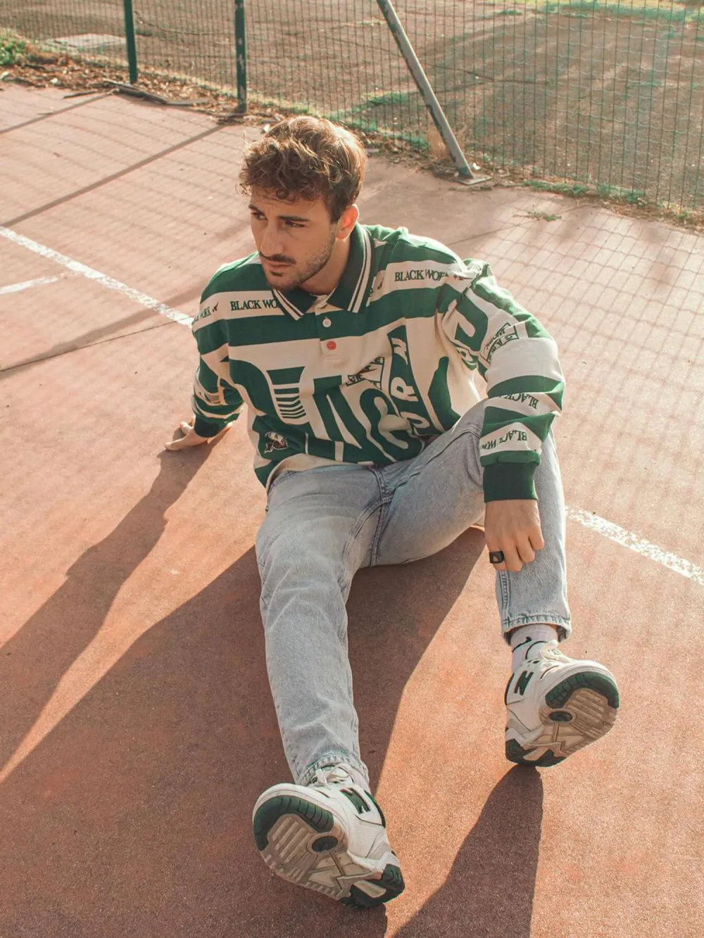 Letter Polo Long Sleeve Shirt -1252