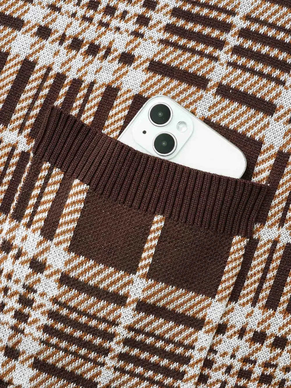 Plaid Open Front Patch Pocket Cardigan