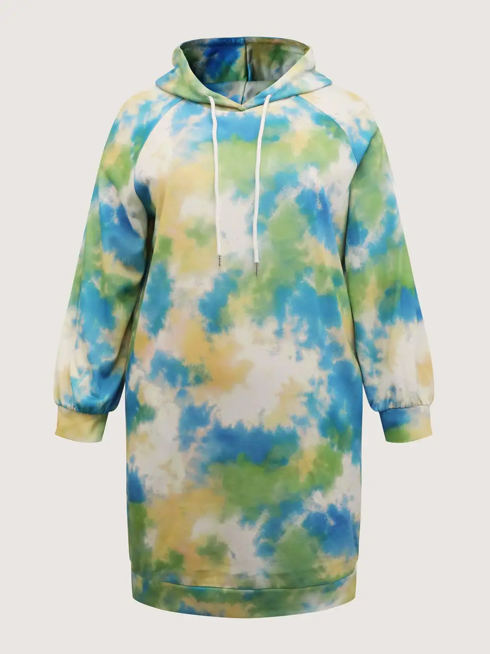 Tie-Dye Pockets Hooded Knee Dress