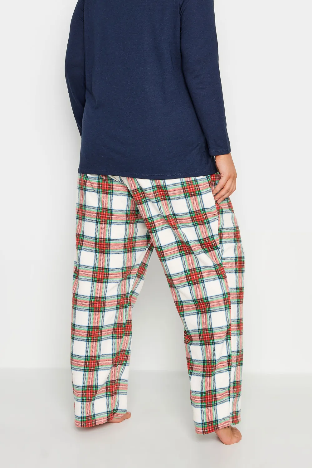 YOURS Curve Blue & Green Tartan Print Pyjama Bottoms
