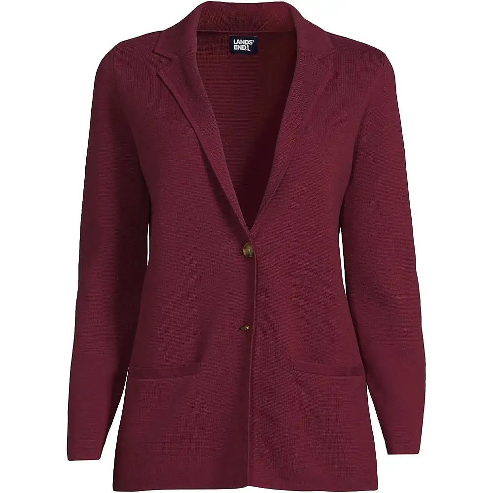 Women's Fine Gauge Cotton Button Front Blazer Sweater