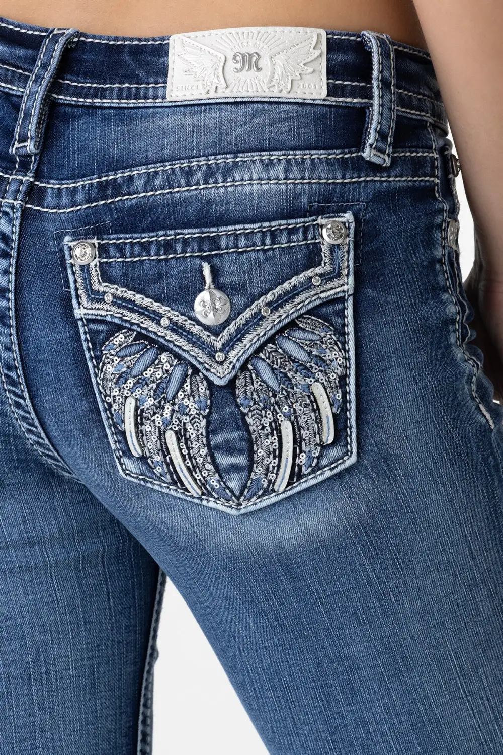 Silver Angel Down Wings Bootcut Jeans