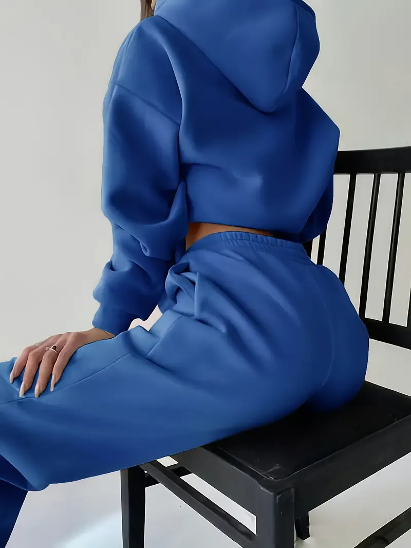 Casual Two-piece Set, Letter Print Long Sleeve Hooded Sweatshirt & Elastic Waist Sweatpants Outfits, Women's Clothing