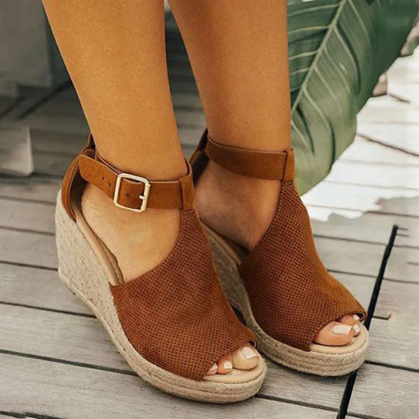 Plain Velvet Peep Toe Date Wedge Sandals