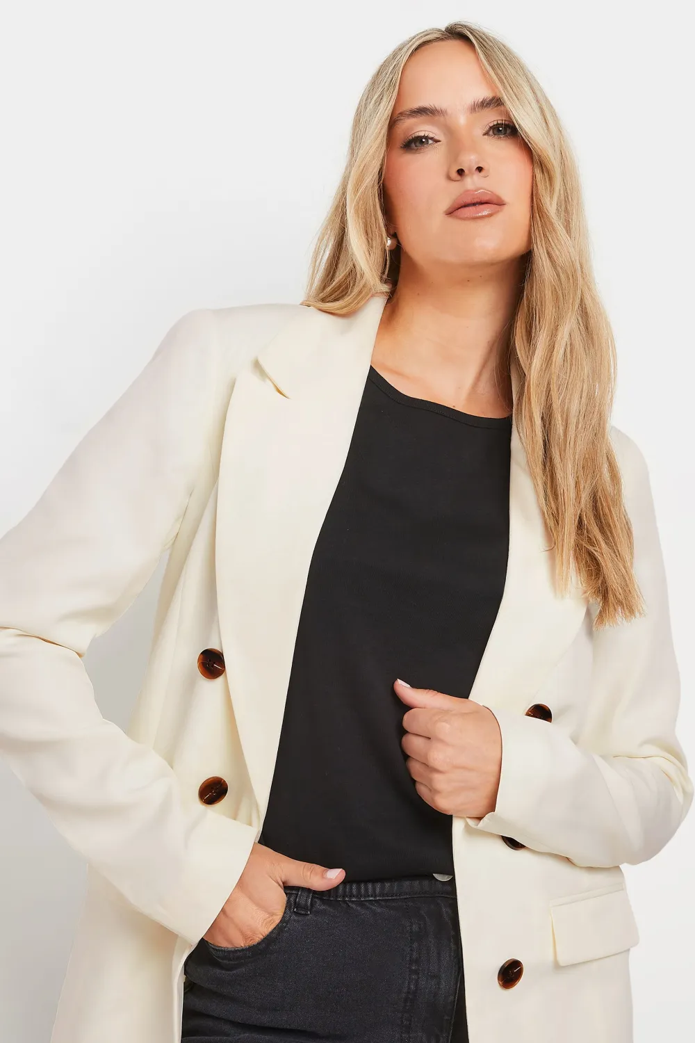 LTS Tall Black Double Breasted Blazer