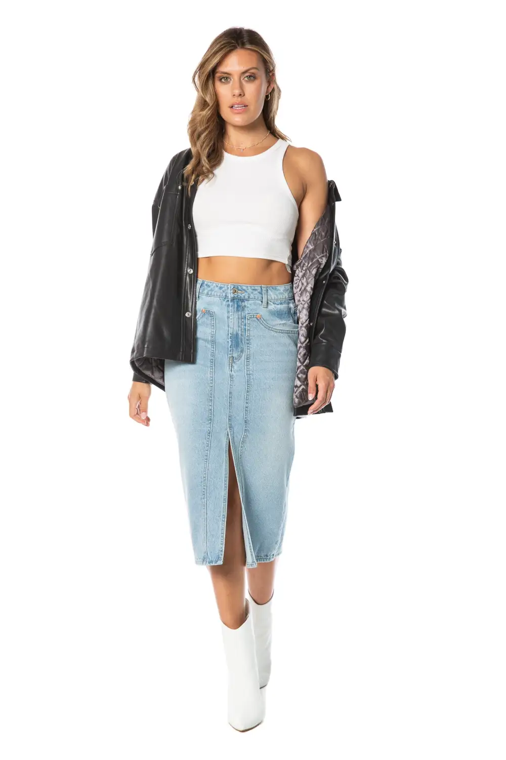 Oversized Faux Leather Shacket