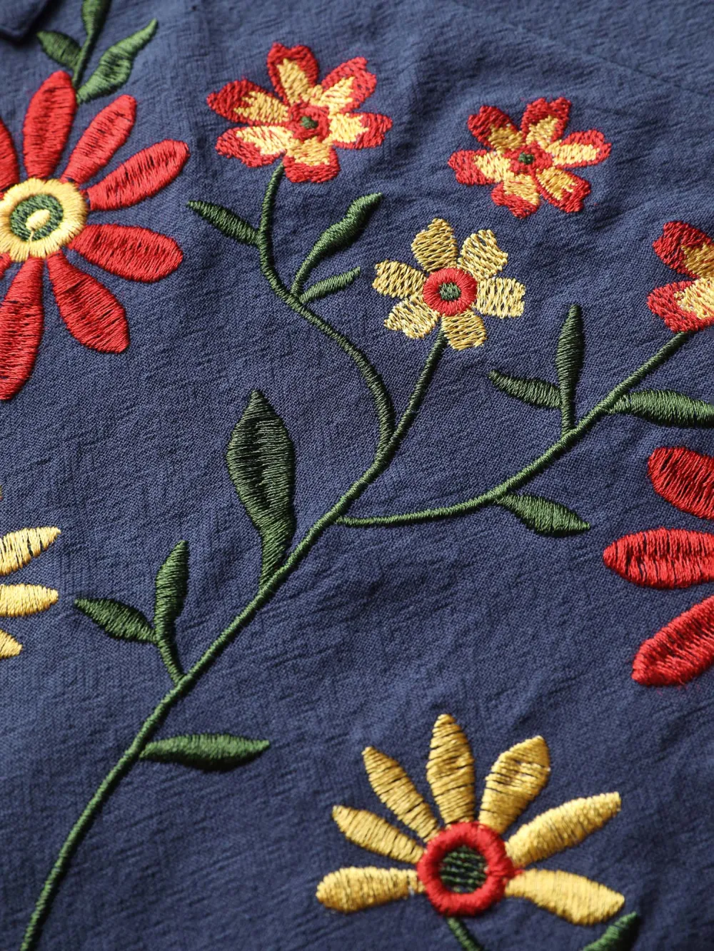 Pure Cotton Floral Embroidery Overall Jumpsuit