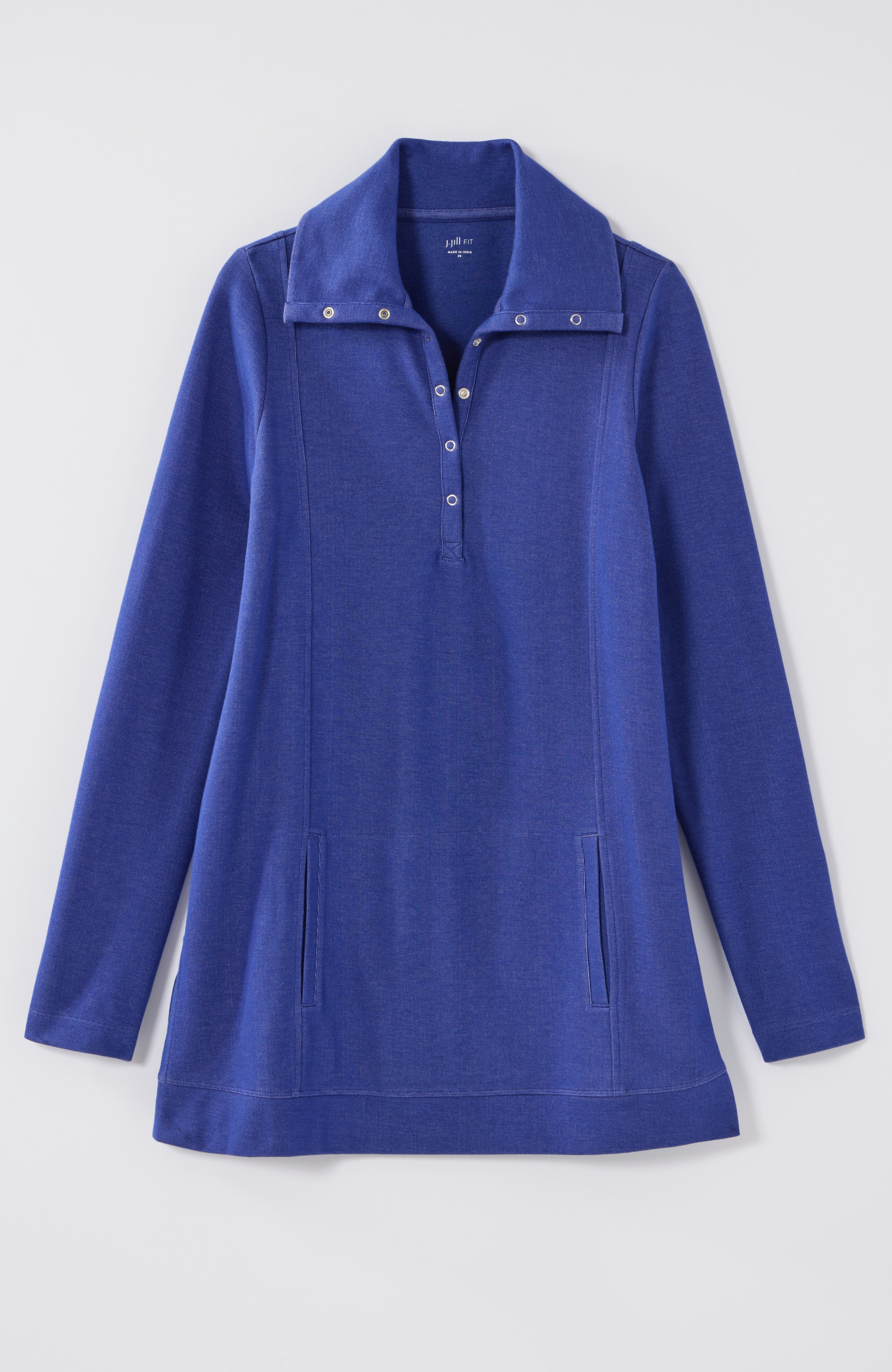 Fit Double-Knit Snap-Collared Tunic