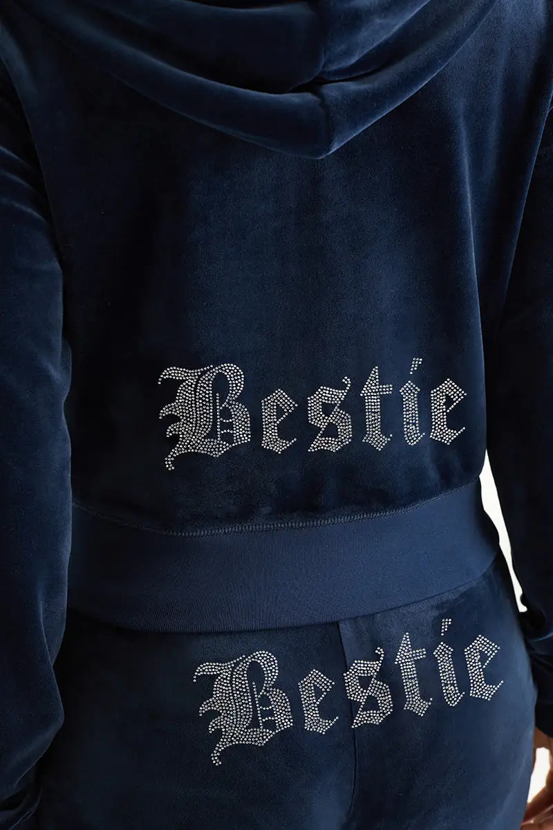 Bestie Big Bling Velour Hoodie