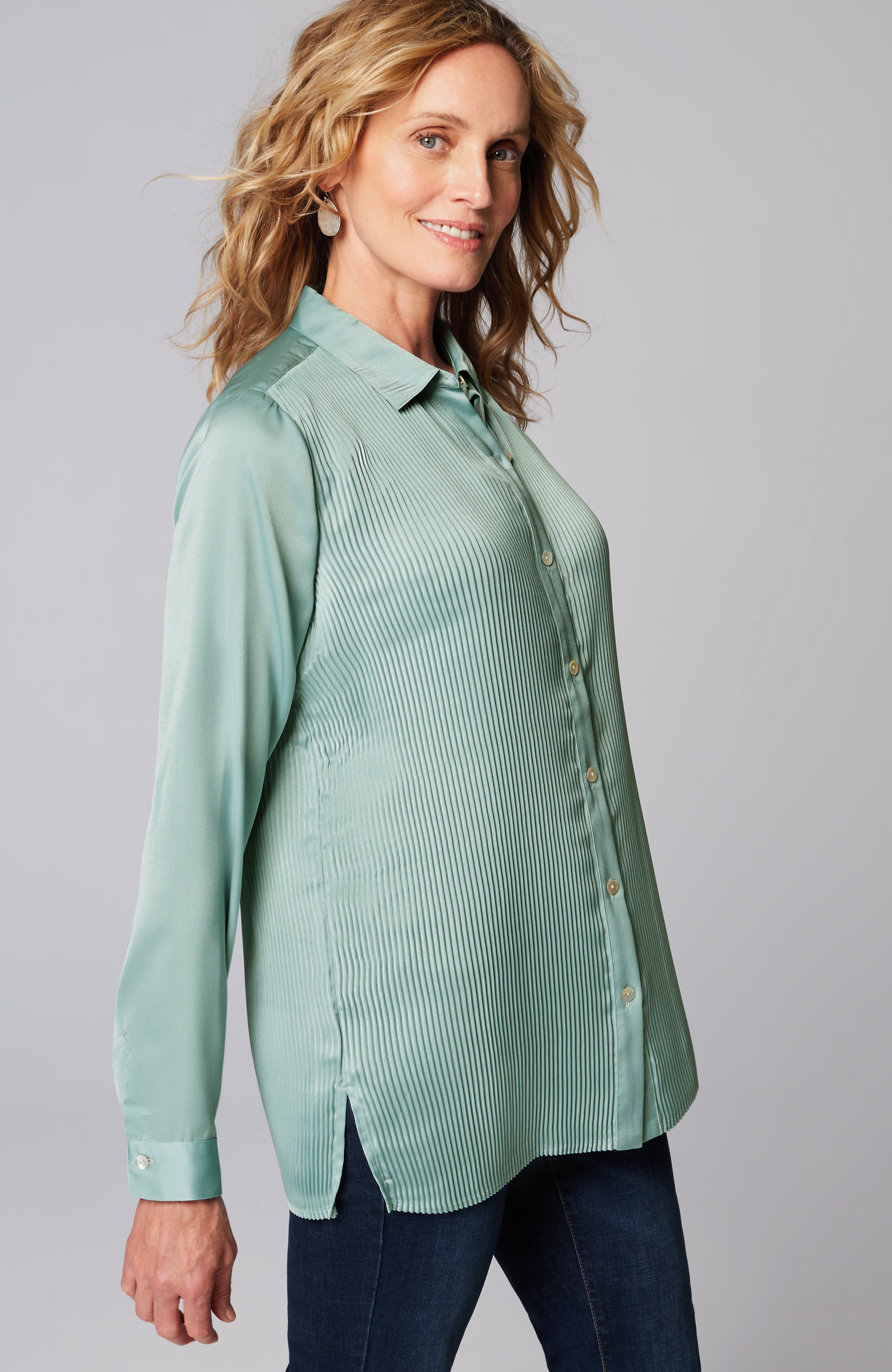 Pleated Satin Shirt