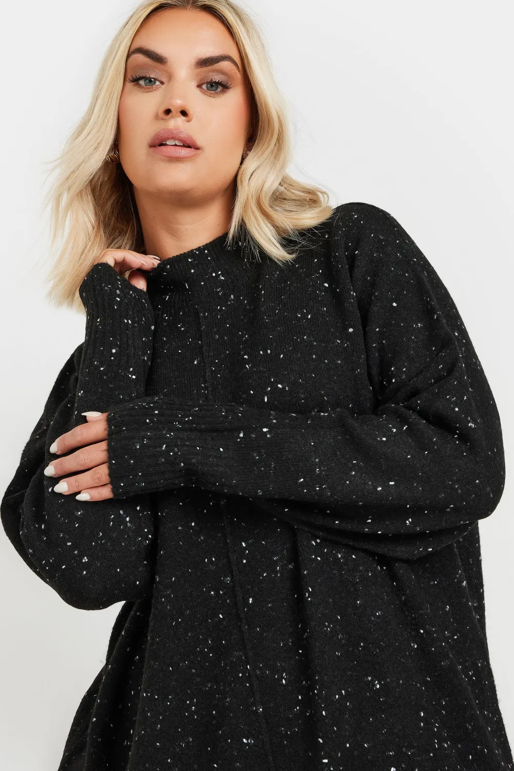 YOURS Curve Green High Neck Seam Detail Jumper