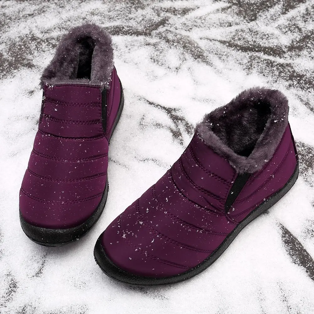 Warm Lining Casual Winter Waterproof Slip On Ankle Snow Boots
