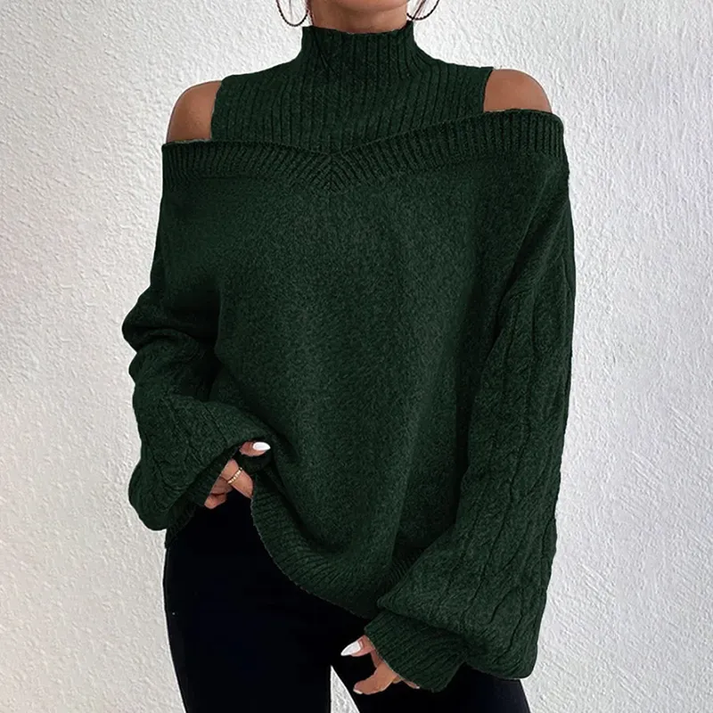 Solid Color Cutout Long Sleeve Sweater