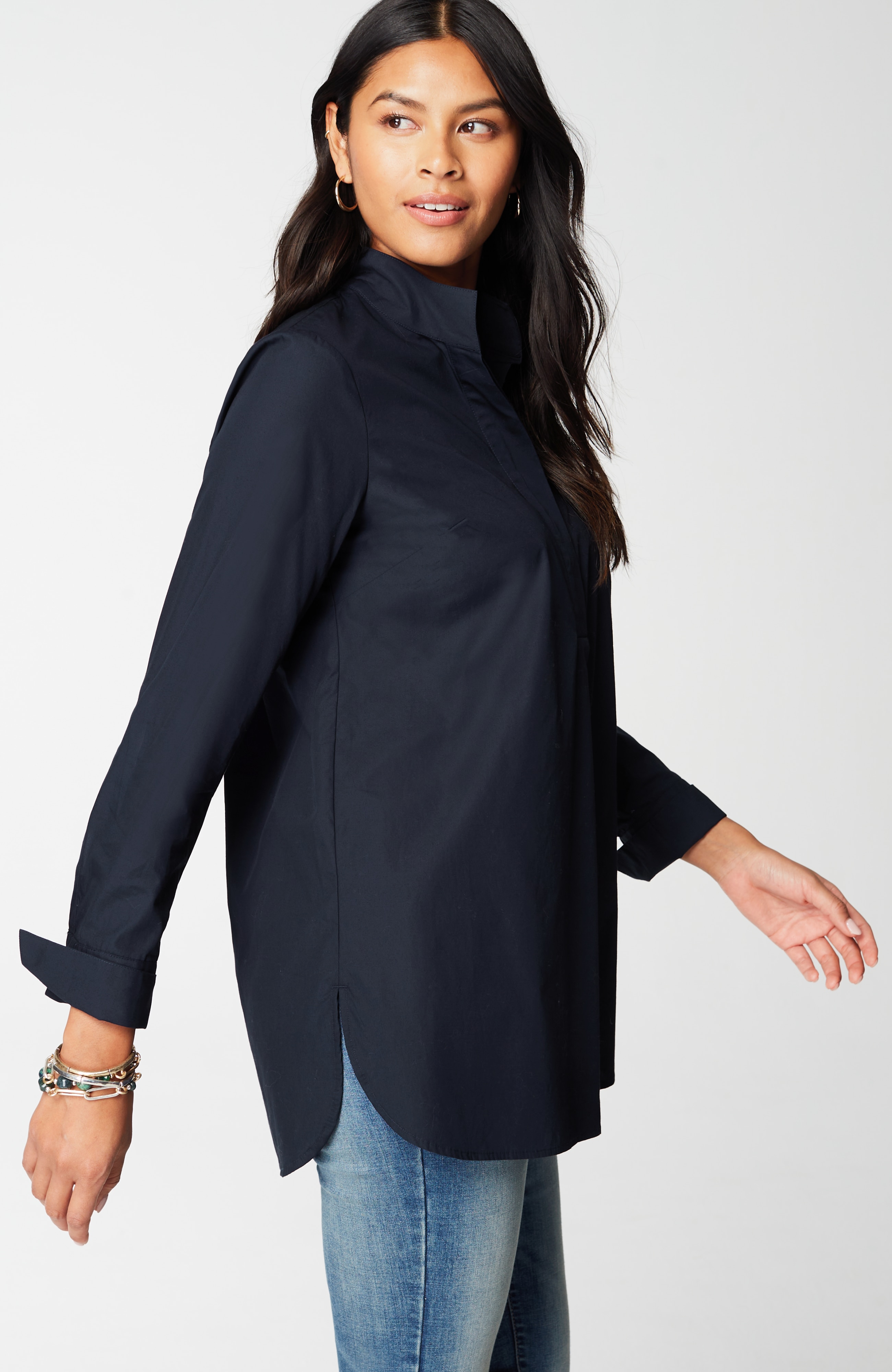 Cotton Stand-Collar Tunic