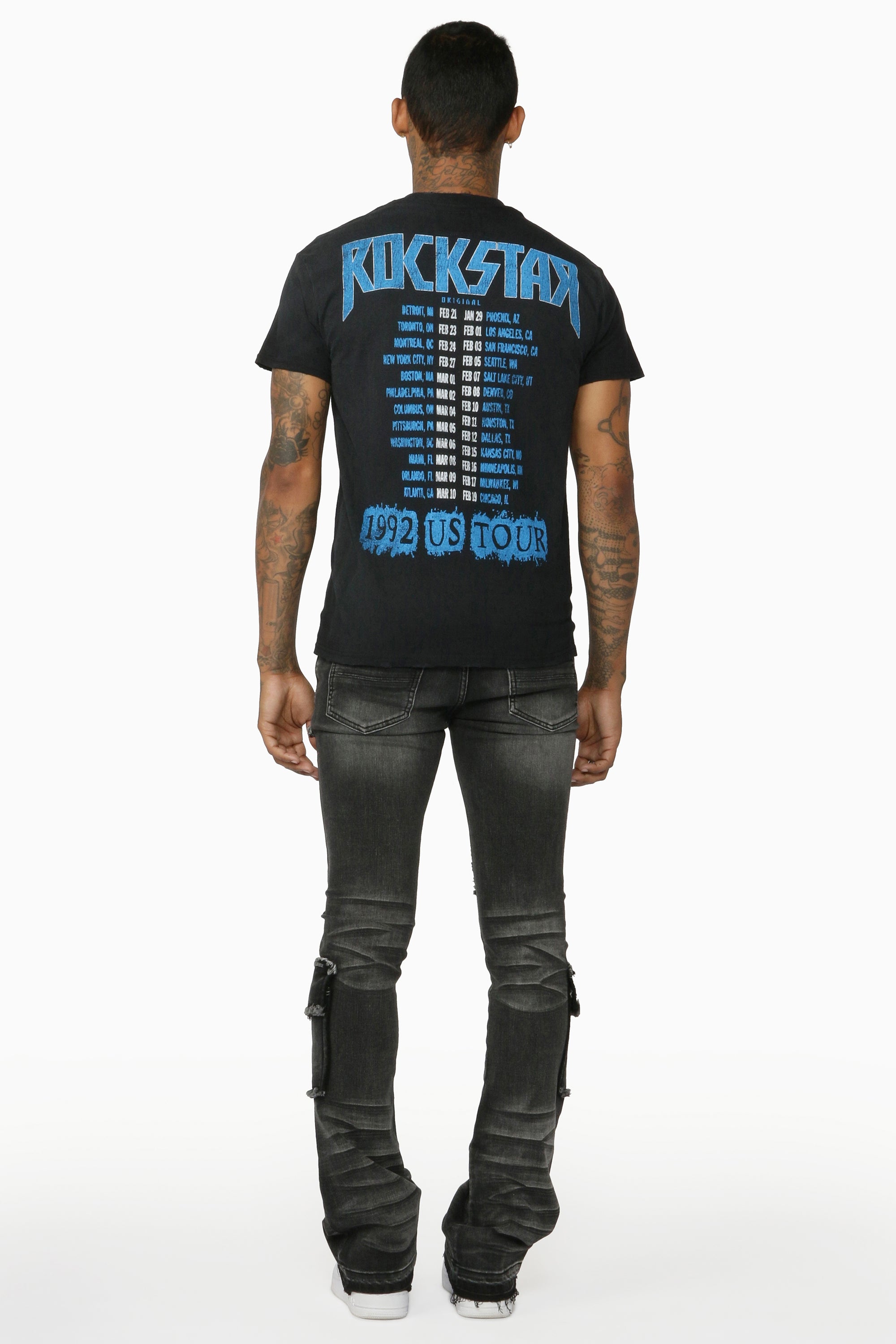Tyrell Grey Stacked Flare Cargo Jean