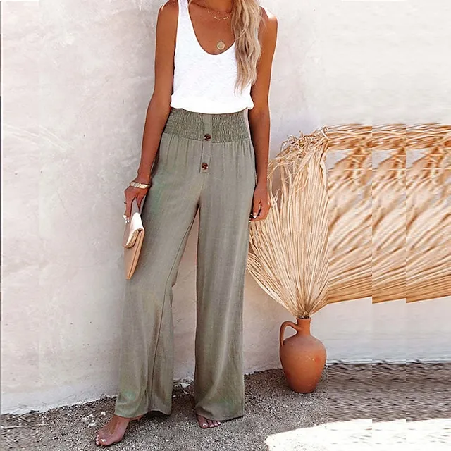 Women's Wide Leg Cotton Linen