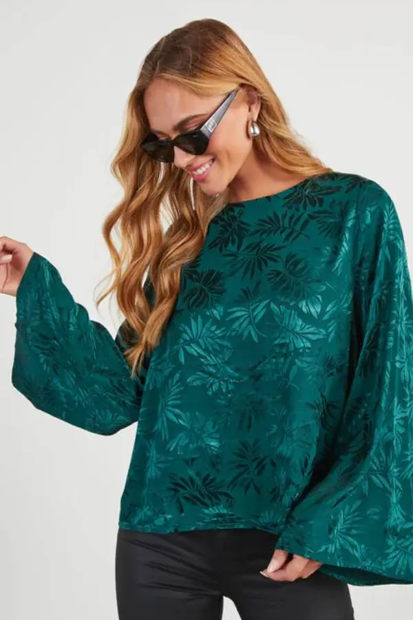 Odette Embossed Wide Sleeve Top