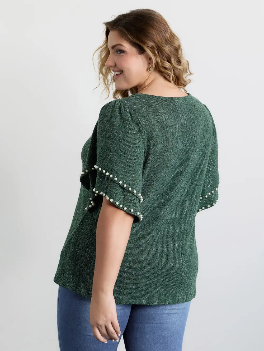 Textured Bead Layered Sleeve T-Shirt