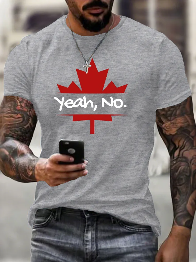 Round-Neck Short-Sleeved Shirt Yeah,No T-Shirt