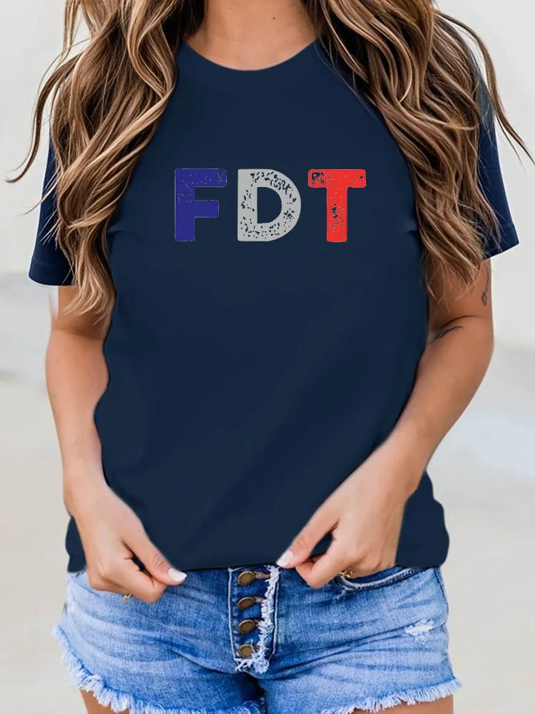 Women's Short Sleeve Round Neck Pure Cotton T-Shirt