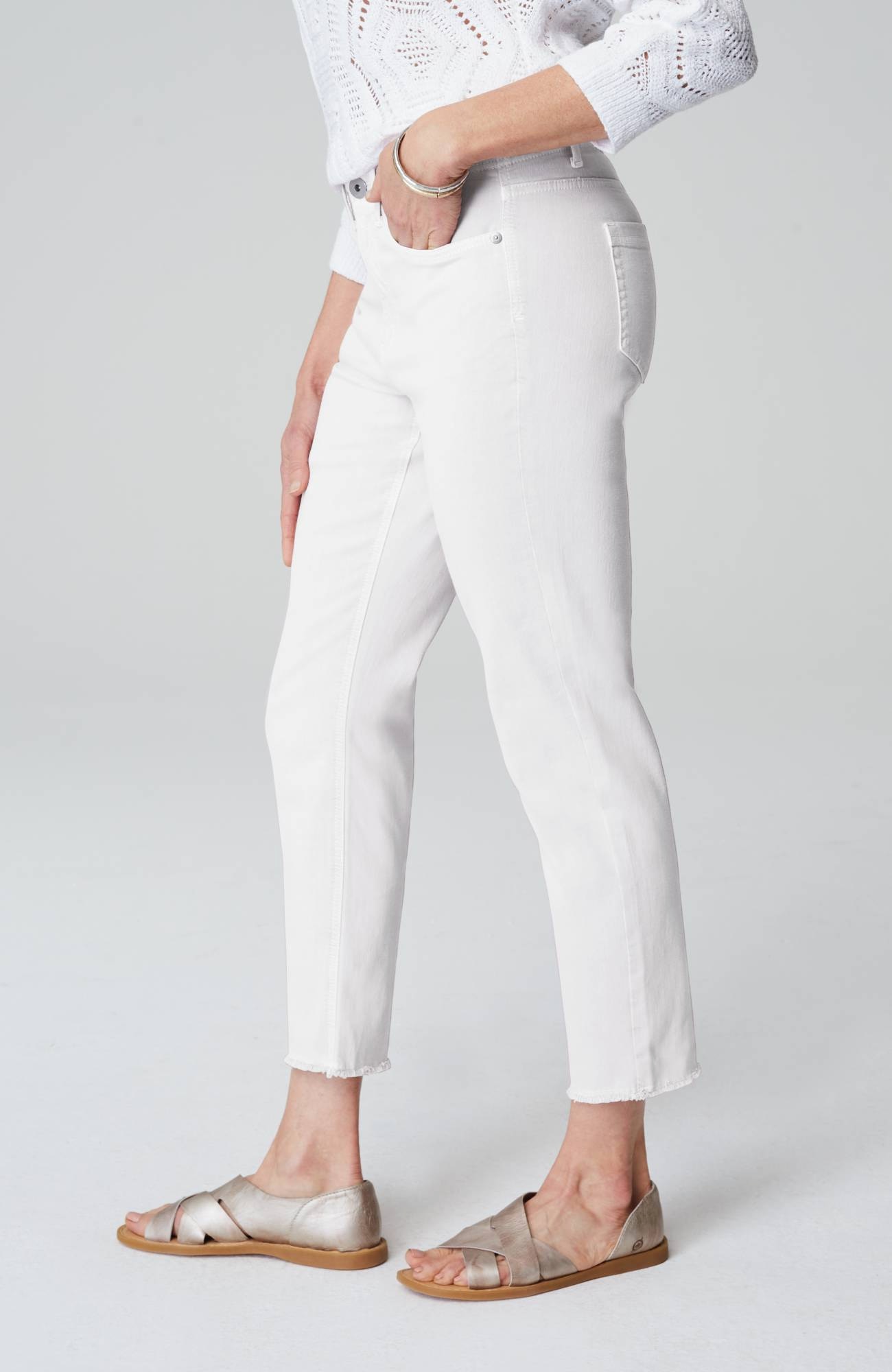 High-Rise Fringe-Hem Crops