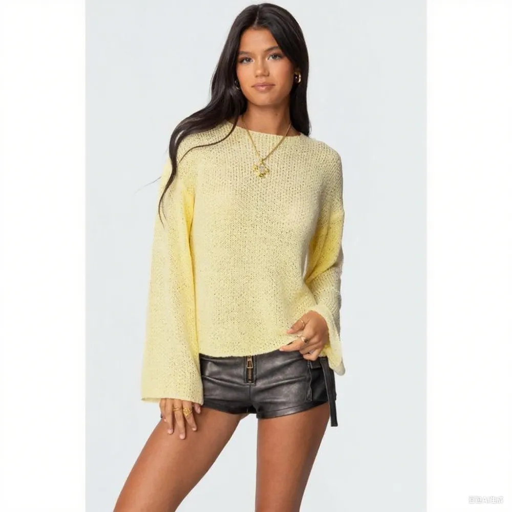 Casual Drop Shoulder Knit Sweater – Lightweight & Breathable Pullover