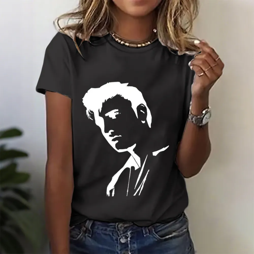 Women's Character Print Short Sleeve Round Neck Cotton T-Shirt