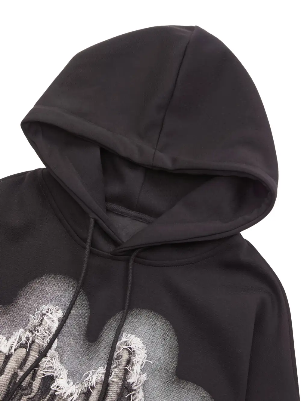 Raw Edge Embroidered Patch Graphic Hoodie