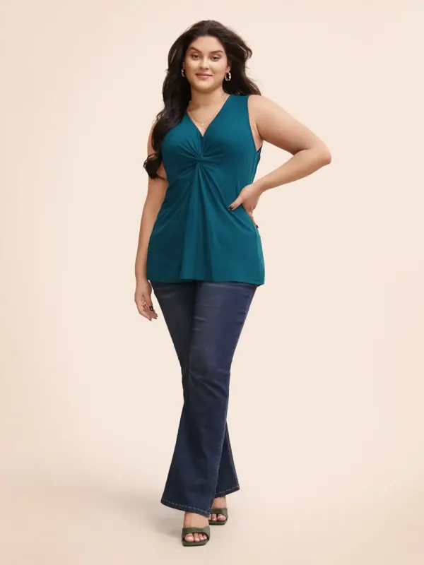 Supersoft Essentials Plain V Neck Twist Front Tank Top
