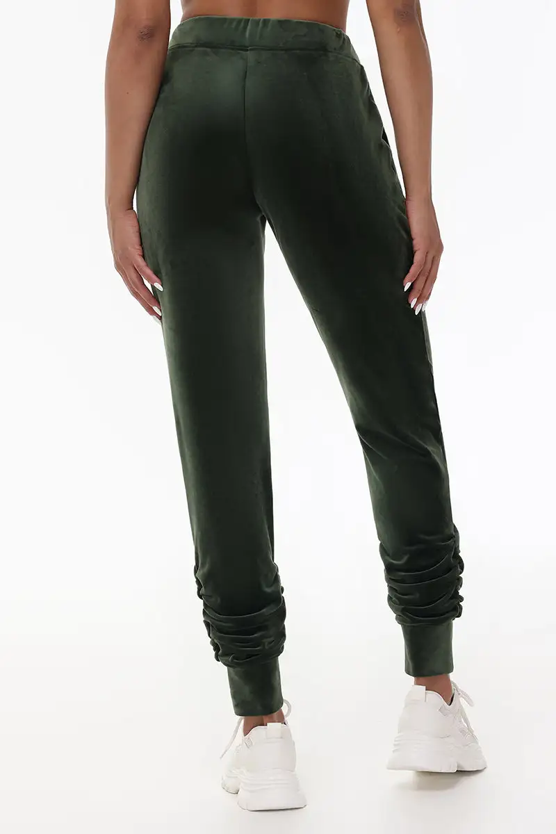 Small Bling Ruched Velour Jogger