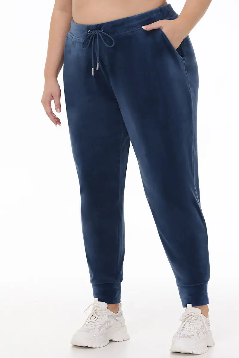 Plus-Size Big Bling Velour Jogger