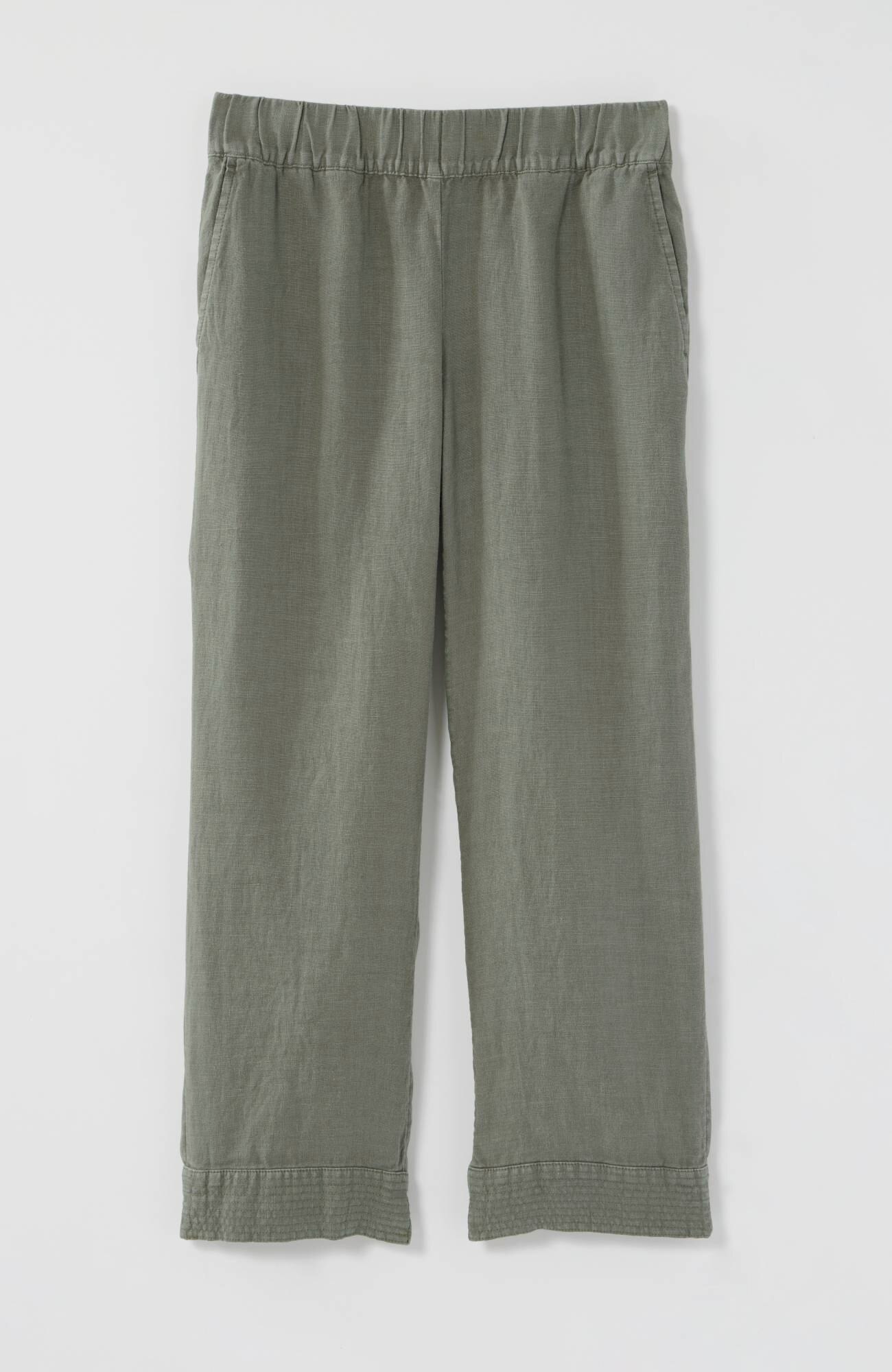 pure jill linen trapunto-stitched pants