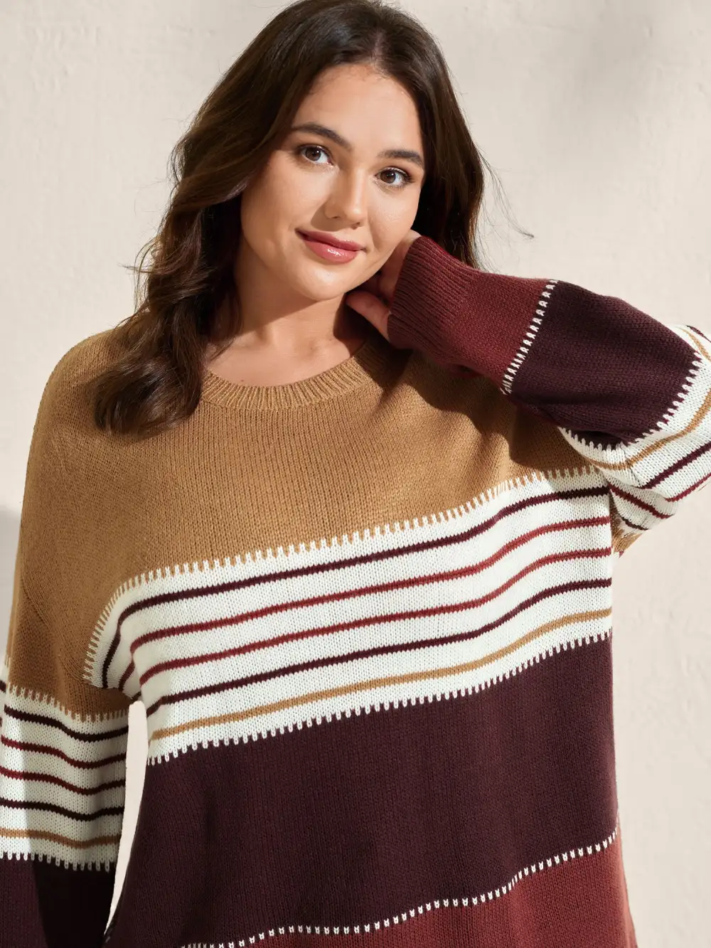 Color Block Striped Contrast Pullover