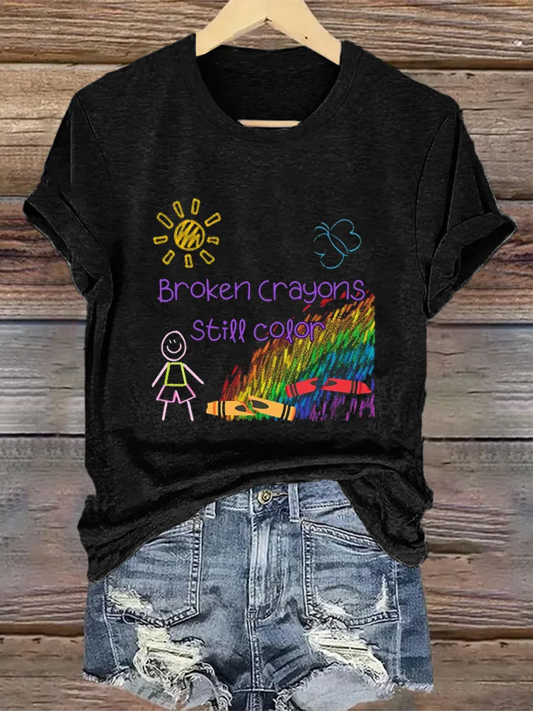 Women'S Broken Crayons Still Color T-Shirt