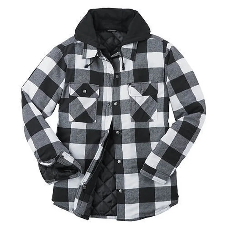 Mens Winter Plaid Thick Casual Jacket