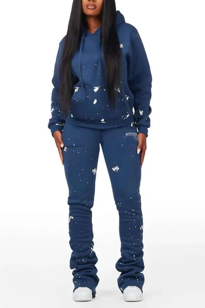 Women's Gradient Pattern Hoodie and Pants Two Piece Set