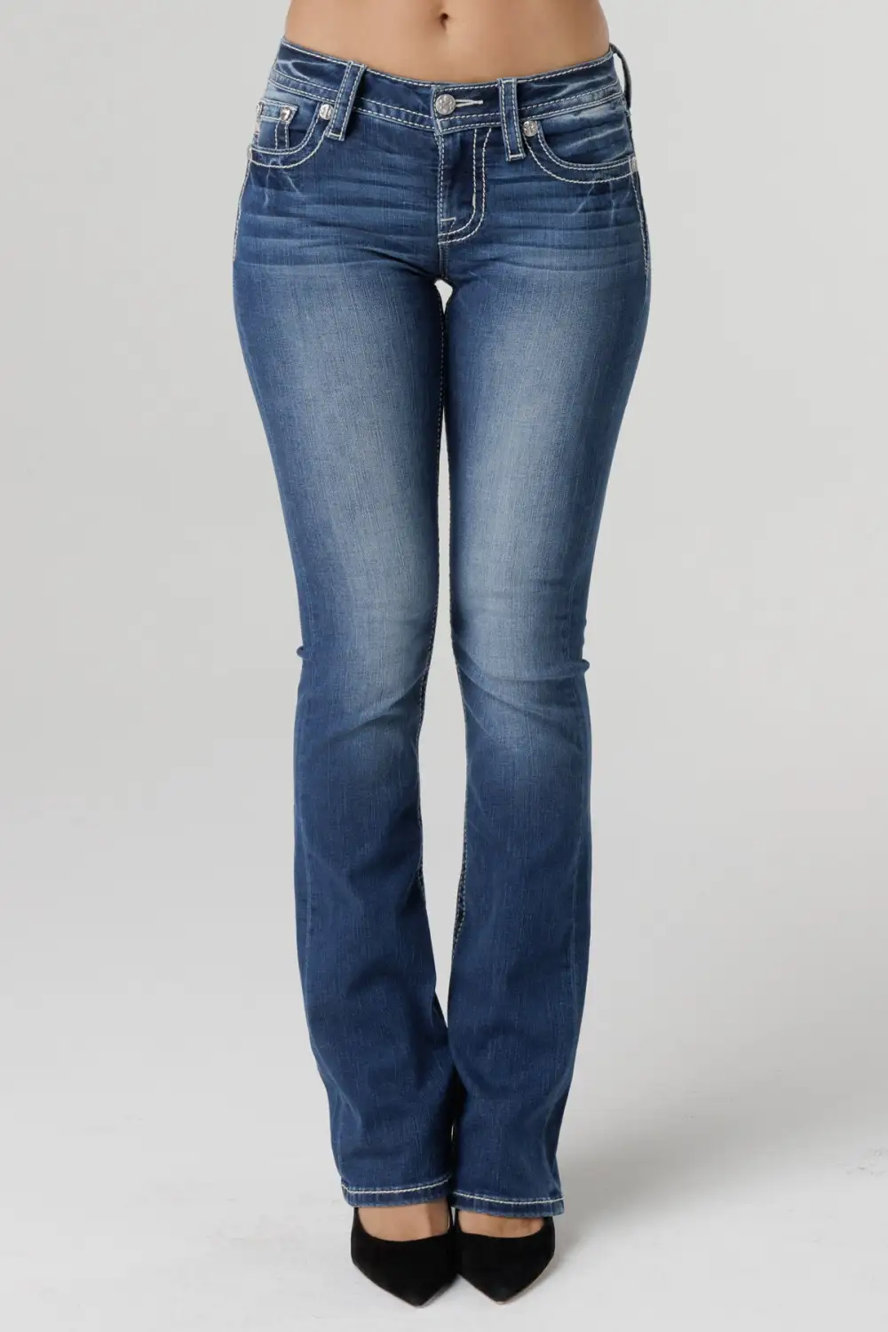 Stitched and Jaded Bootcut Jeans