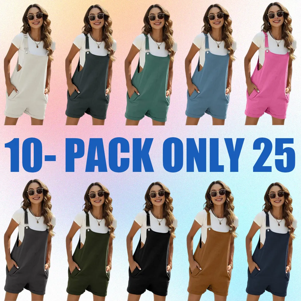 Women's Summer Cotton Linen Overalls – Casual Shorts Romper with Pockets for Beach, Travel, Daily Wear