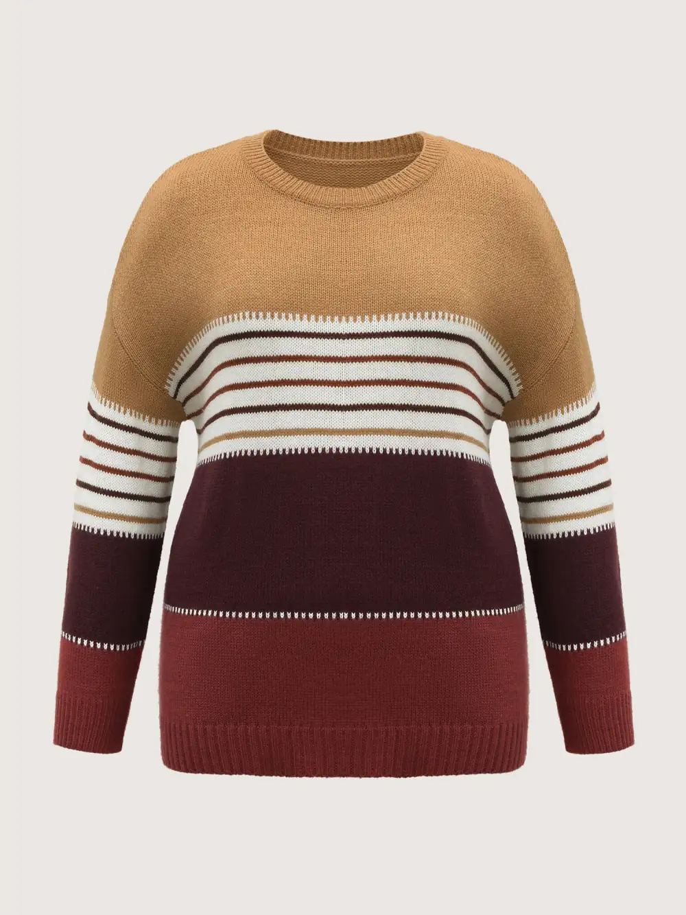 Color Block Striped Contrast Pullover
