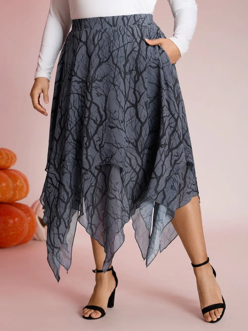 Dark Forest Halloween Handkerchief Hem Skirt