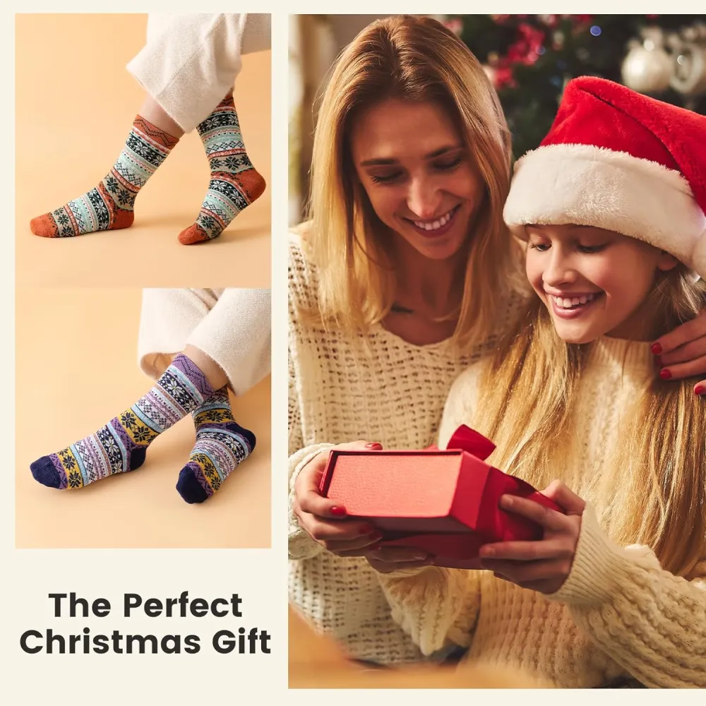 Clothirily Wool Socks- Thick Soft Wool Socks for Women, Vintage Warm Womens Wool Socks, Winter Warm Boot Socks for Women Men