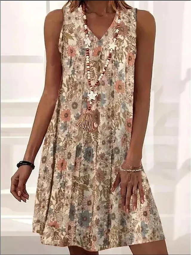 Women's Casual Dress Tank Dress Floral Dress Floral Ditsy Floral Pocket Print Strap Midi Dress Active Fashion Outdoor Daily Sleeveless Loose Fit Black Wine Blue Summer Spring S M L XL XXL