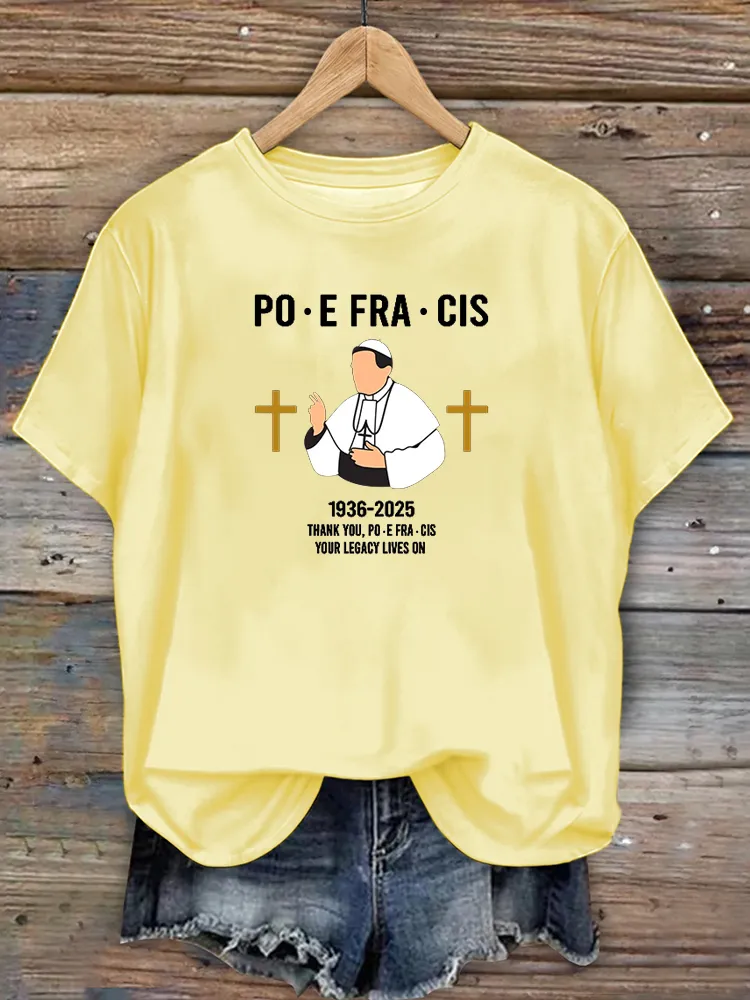 Women's 1936-2025 Thank You PF Your Legacy Lives On Print Short Sleeve Round Neck Cotton T-Shirt